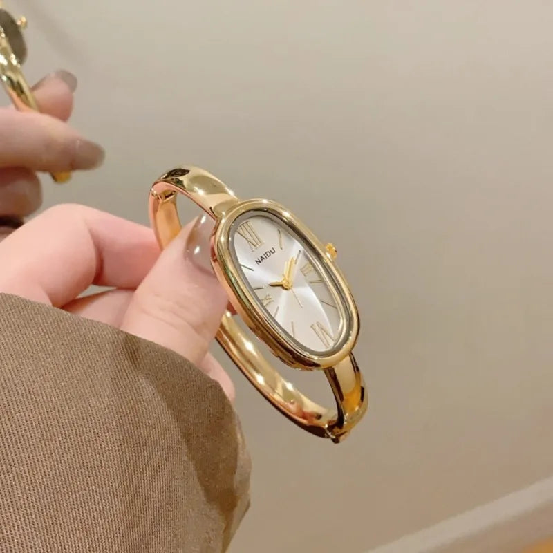 Top Brand Women Oval Roman Dial Quartz Watch Simple Gold Watch Ladies Bracelet Wristwatches Clock Dress Montre Femme Wholesale