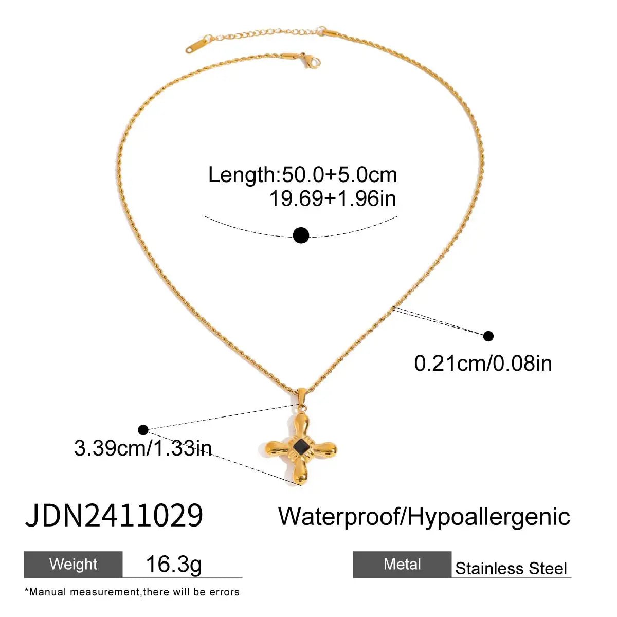 Uworld Delicate Colorful Bling Cubic Zirconia Cross Pendant Stainless Steel Luxury Necklace High-Grade Fashion Shiny Jewelry Gif