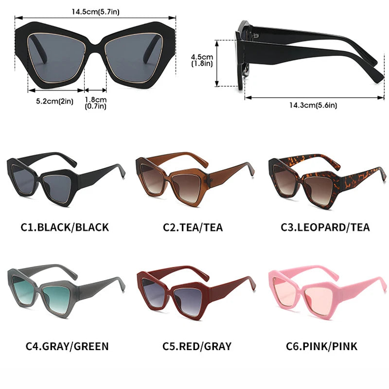 JNPCXI Ins Popular Fashion Cat Eye Women Sunglasses Polygon Shades UV400 Retro Candy Color Men Sun Glasses
