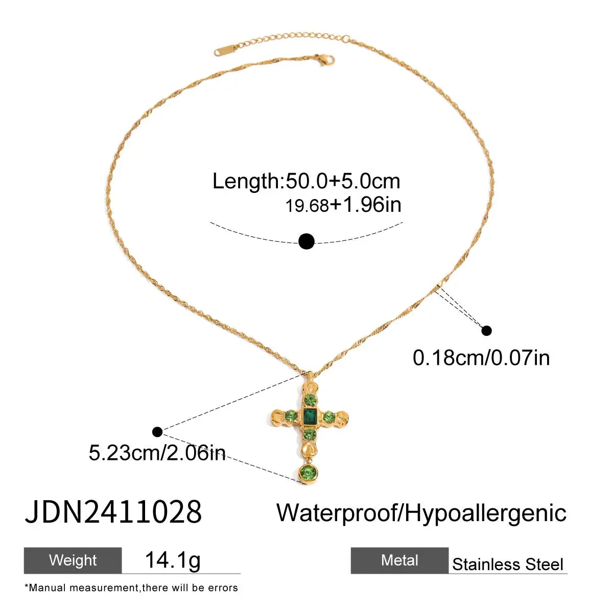 Uworld Delicate Colorful Bling Cubic Zirconia Cross Pendant Stainless Steel Luxury Necklace High-Grade Fashion Shiny Jewelry Gif