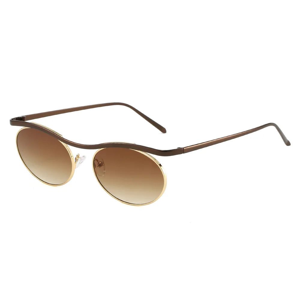JNPCXI New Retro Oval Metal Women Sunglasses Fashion Punk Men Trending Gradient Shades UV400 Sun Glasses