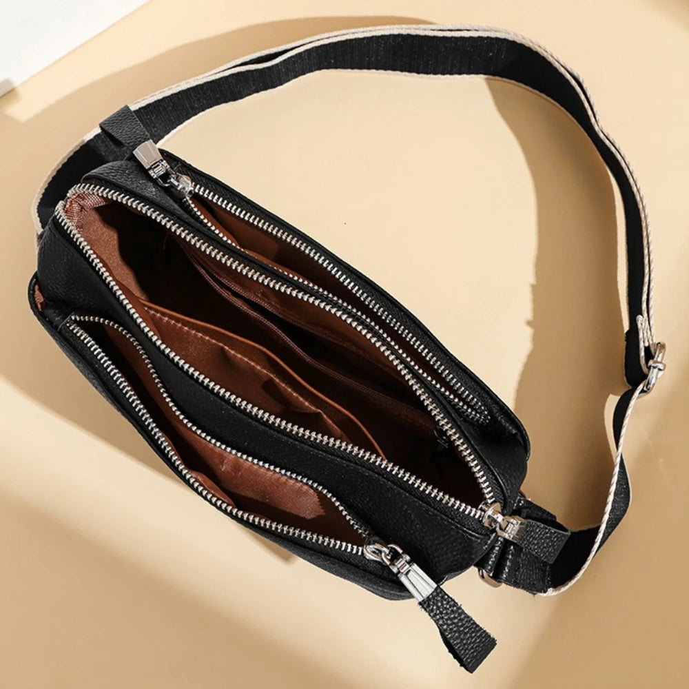 High Quality Cow Leather Handbag Multilayer Women Bag Luxury Genuine Leather Shoulder Crossbody Bag Female New Ladies Tote Sac