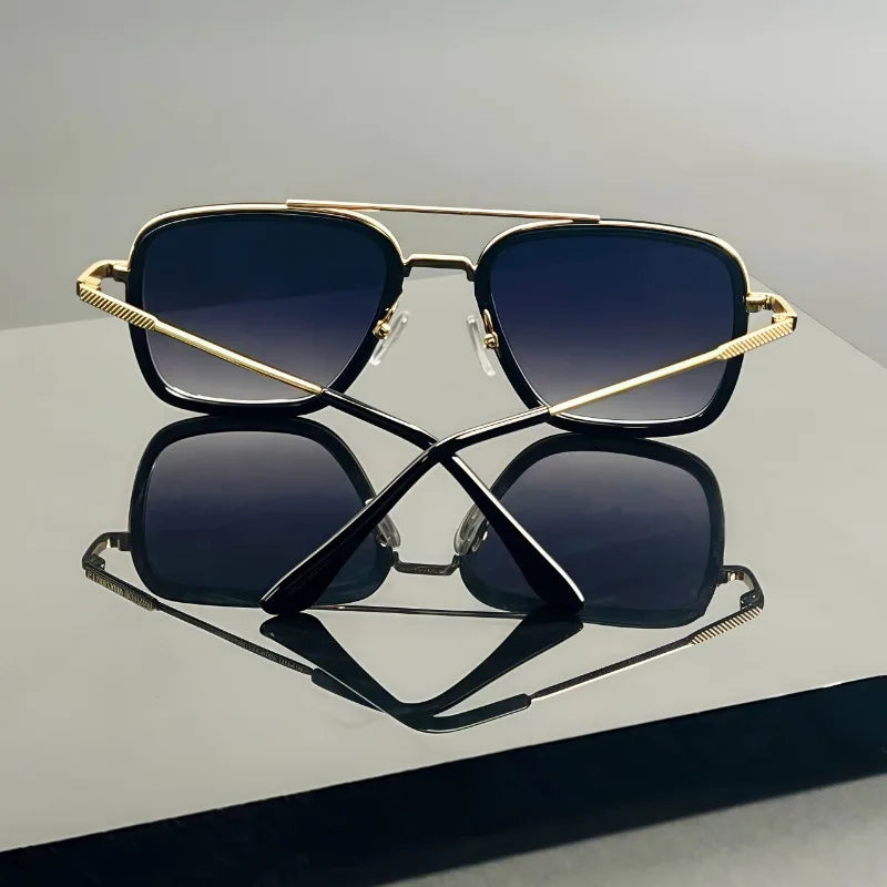 2/1 Pair of Men's Classic Style Metal Frame Glasses, Double Bridge Design - Suitable for Daily Commuting