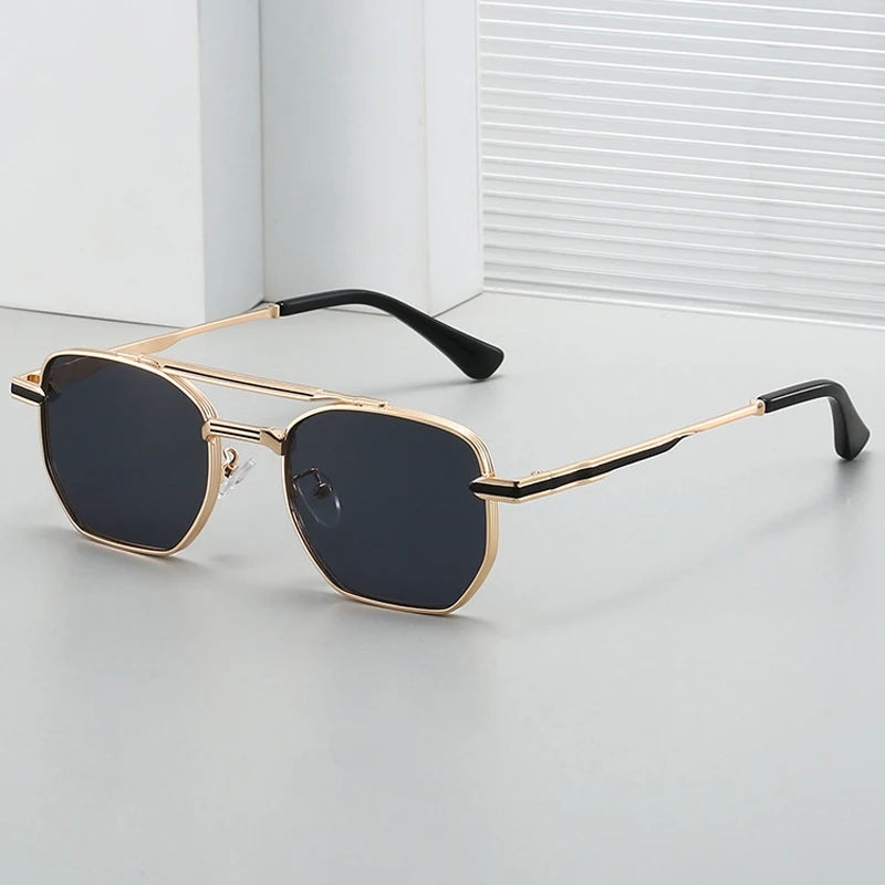 JNPCXI Fashion Pilot Double Bridges Men Sunglasses Silver Blue Gradient Shades UV400 WomenTrending Sun Glasses