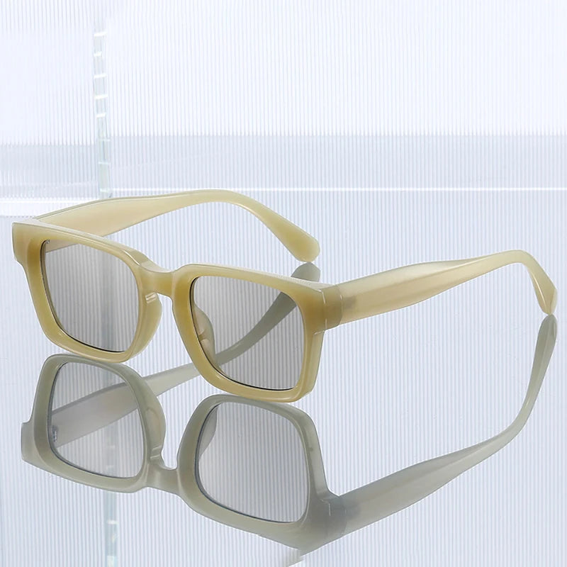 JNPCXI New Fashion Square Women Sunglasses Light Yellow Shades UV400 Vintage Punk Men Trending Sun Glasses
