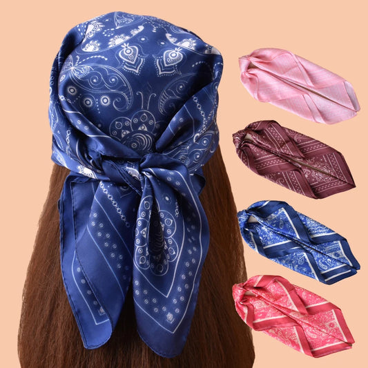 1pc Multicolor Paisley Print Silk Satin Square Scarf Women's Hair Accessory Spring New Style Versatile Belt Bag Decoration Silk