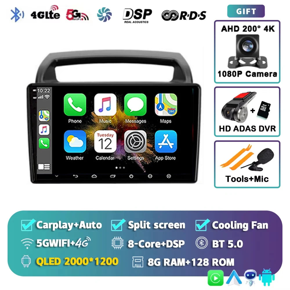 For KIA Carnival VQ 2006-2014 2K 12+256 QLED Android 15 CarPlay Car Radio Multimedia Video Player GPS stereo Head Unit 4G WIFI