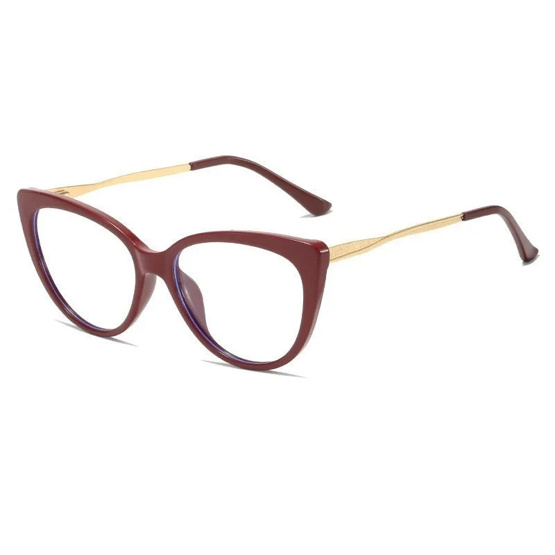 Metal Blue Light Blocking Lens Cat Eye Eyeglasses for Women Men Outdoor Fashion Eyewear
