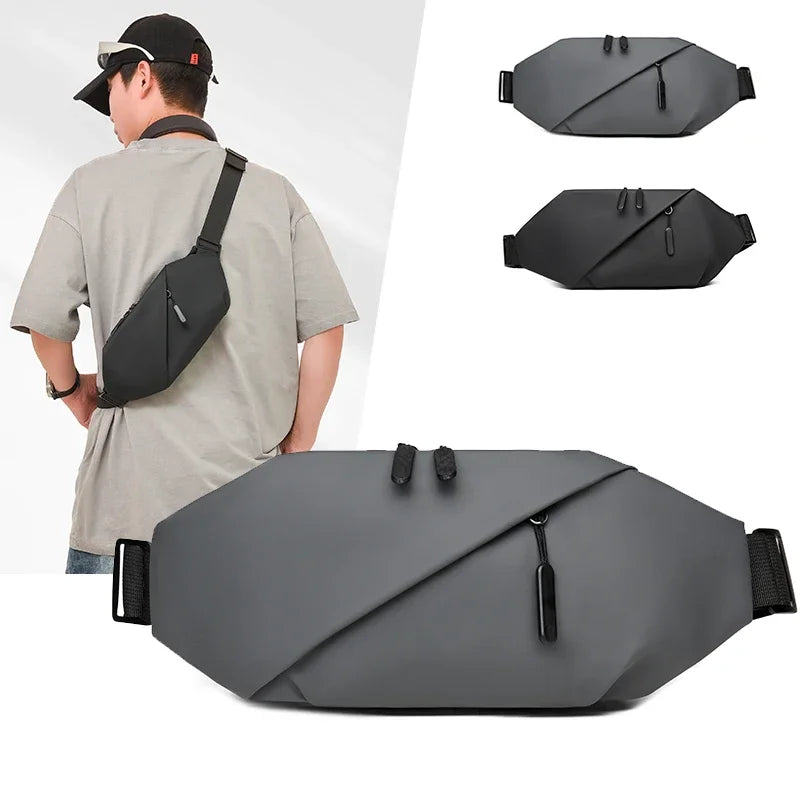 Men's Minimalist Waist Bag, Made of PU Fabric, Suitable for Outdoor Sports Waist Bags, Daily Shoulder Bags, Casual Crossbody Bag