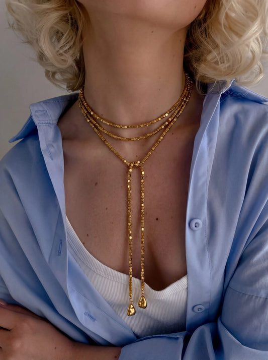 Boho Irregular CCB Beaded Long Necklace for Women Hip Hop Creative Sexy Y-Shaped Clavicle Chain Holiday Party Jewelry Accessory