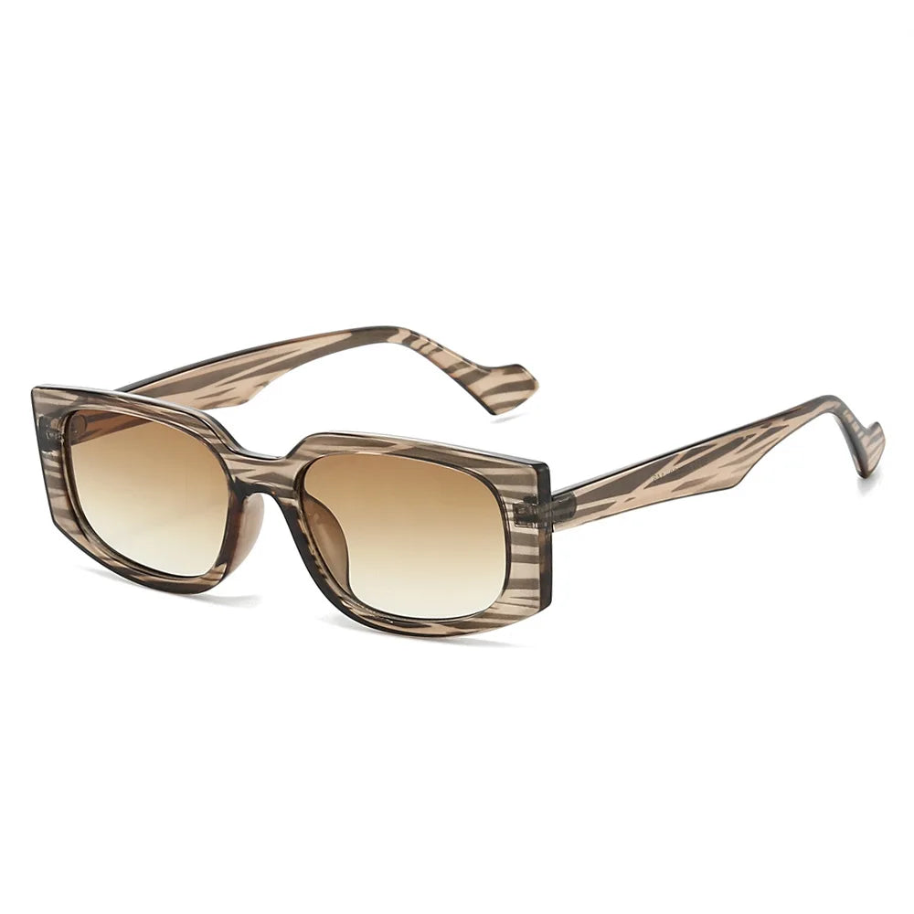 JNPCXI New Rectangle Sunglasses Women Fashion Stripe Gradient Men Sun Glasses Shades UV400