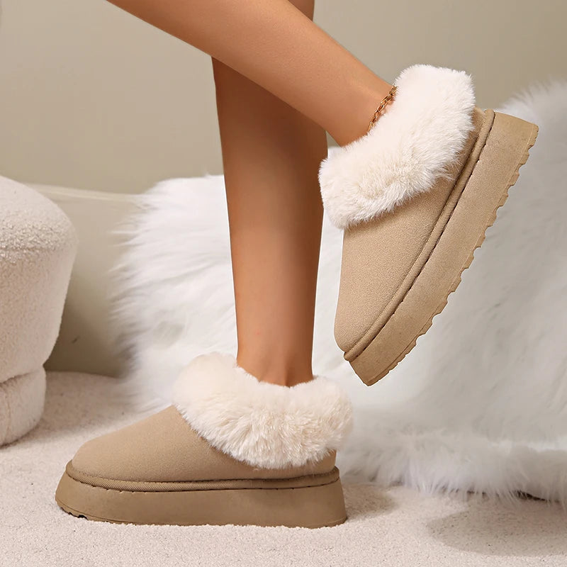 Winter Thicken Plush Warm Snow Boots for Women Plus Size 36-43 Non Slip Cotton Padded Shoes Woman faux fur platform Ankle Boots