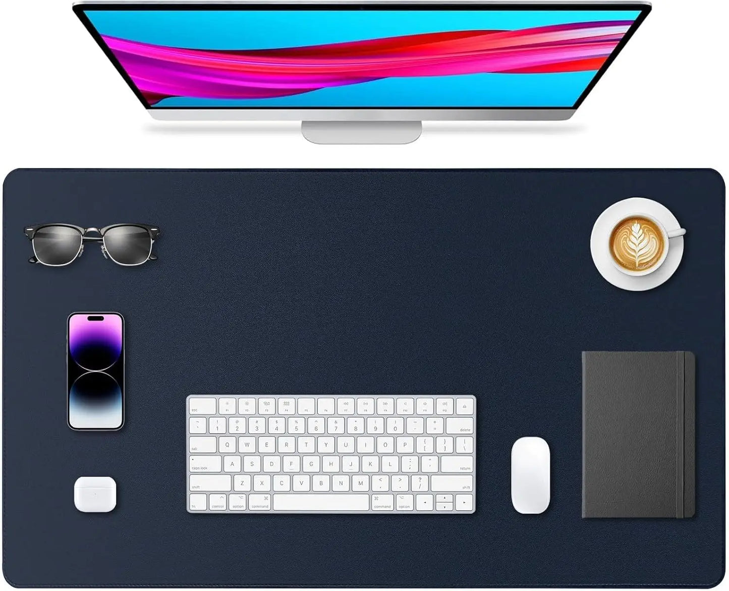 Mouse Pad Large ,PU Desk Pad , Office Desk Mat, Non-Slip PU Leather Desk Blotter, Computer Desk Pad for Office and School