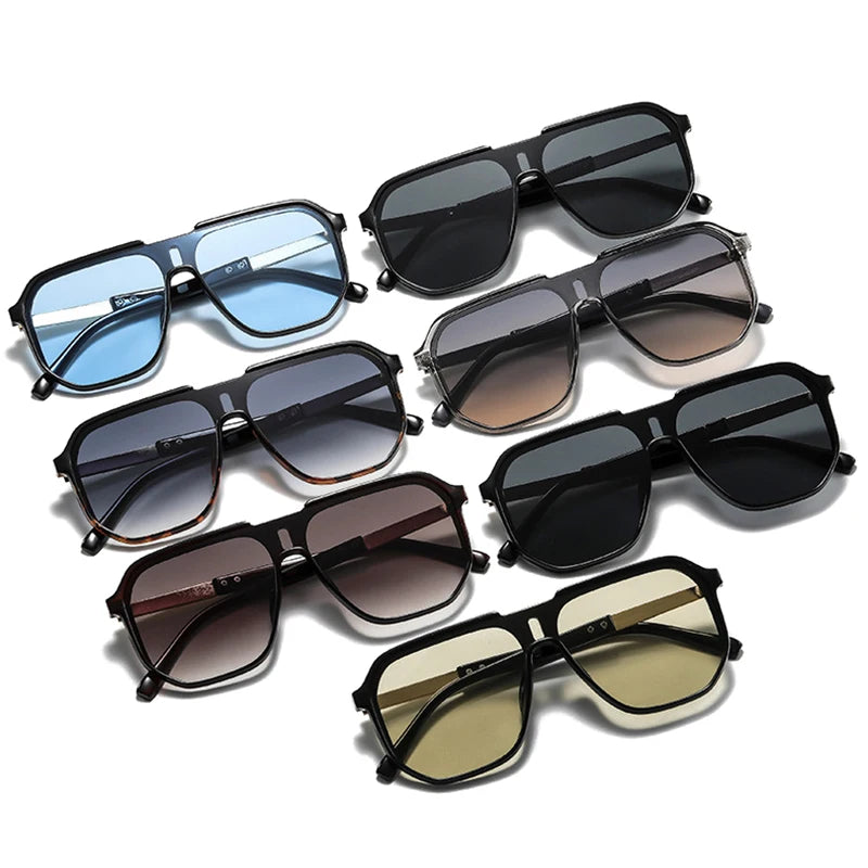 JNPCXI New Oversized Square Women Sunglasses Fashion One Piece Gradient Shades UV400 Retro Men Sun Glasses