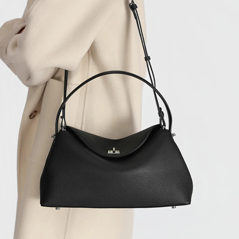 Genuine Leather Tote Bag for Women Large Capacity Cowhide Shoulder Bag Patchwork Commute Handbag Luxury Designer Crossbody Bag
