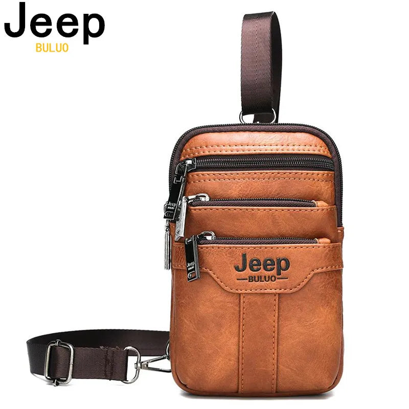 JEEP BULUO Multi-function Small Sling Chest Bag Man Fashion Casual Crossbody Bag