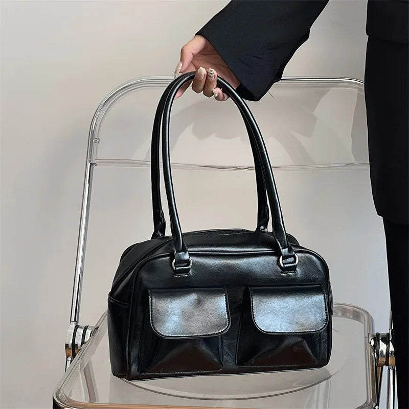 Vintage Women Business Shoulder Bags Classy Commute Tote Bag Pu Leather Handbags
