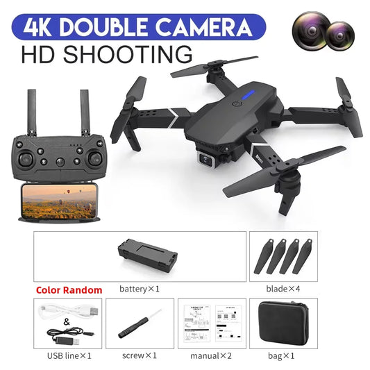E88 Pro WIFI FPV Foldable Drone - 4K/1080P Dual Camera, Wide-Angle HD Drones