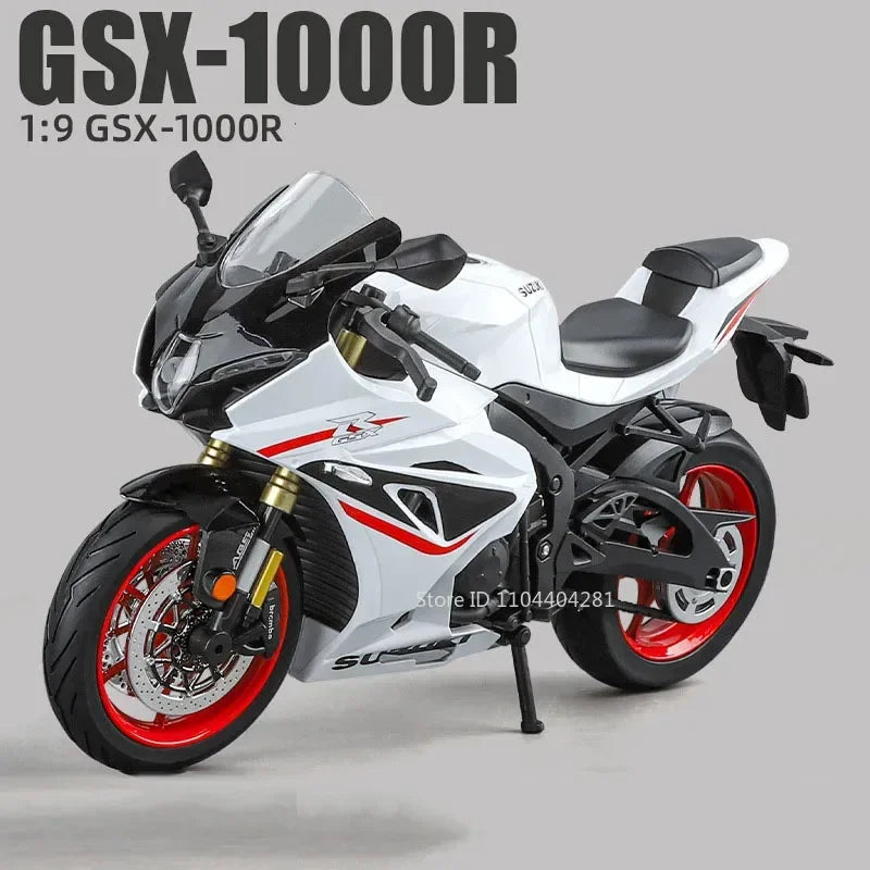 1:9 Suzuki Hayabusa GSX-1000R Motorcycles 2022 Alloy Models Car Toys Diecast Vehice Front Wheel Steering Lighting for Boys Gifts