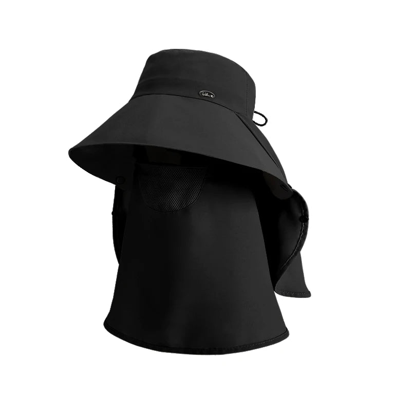 6184-New spring and summer women's outdoor cycling detachable face mask sun hat withwidebrim,shawl-likeheadcover, neck protector