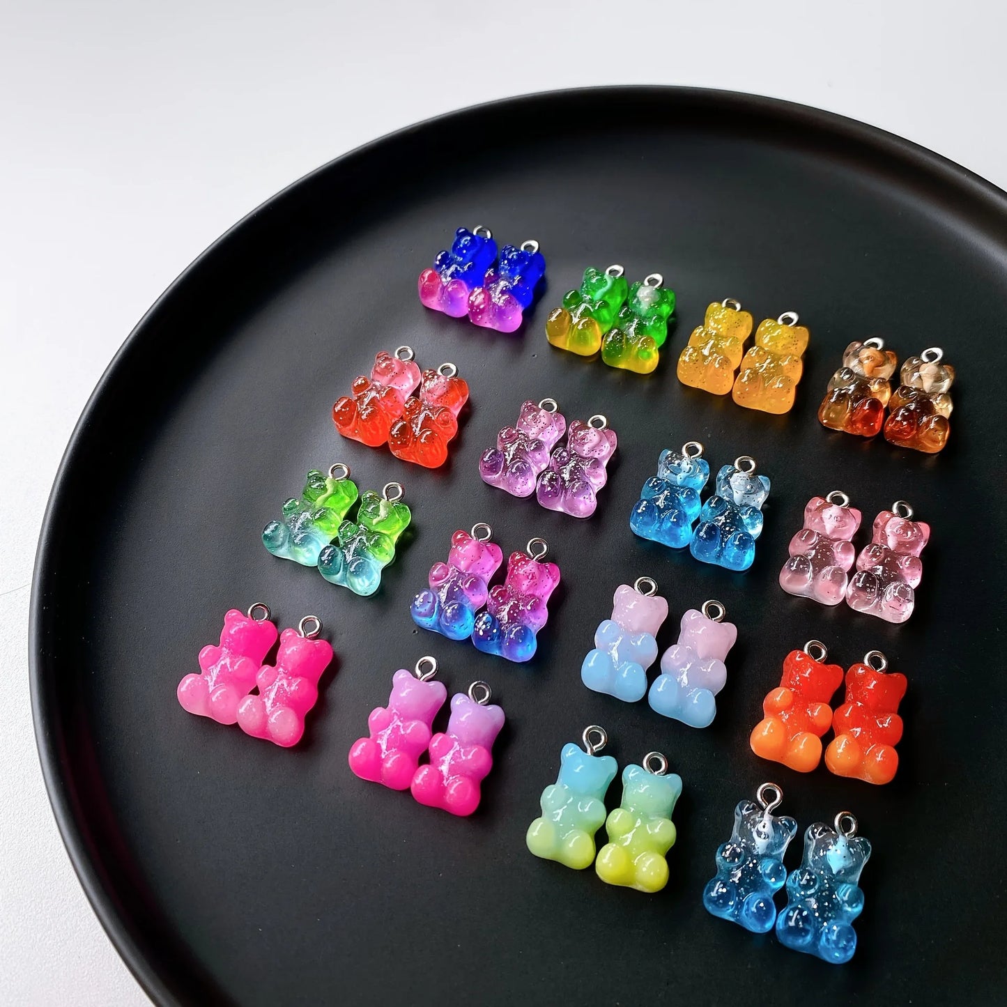 20pcs Colorful Transparent Bear Charms, Animal Pendants for Jewelry Making DIY Handmade Earrings Necklace Key Chain Accessories