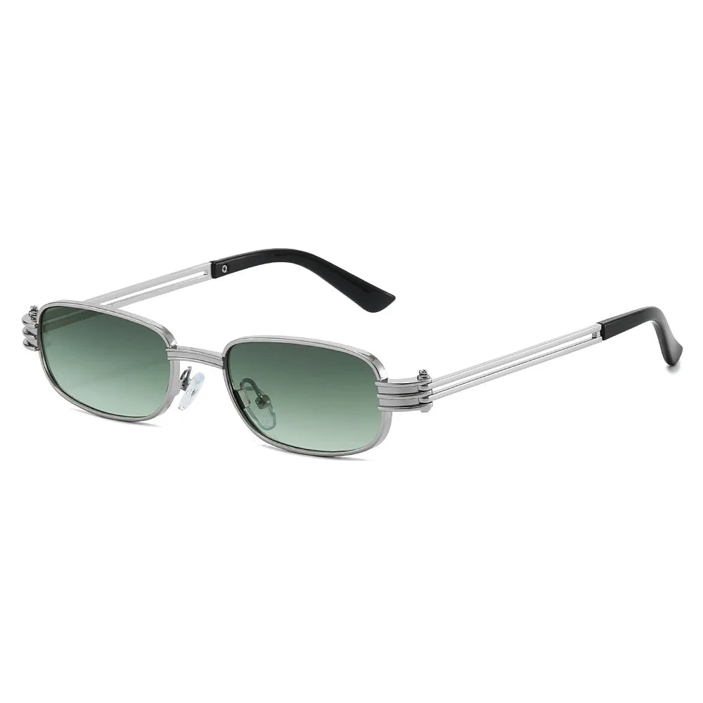 JNPCXI New Ins Popular Fashion Small Rectangle Metal Men Sunglasses Retro Brand Designer Shades UV400 Punk Women Sun Glasses