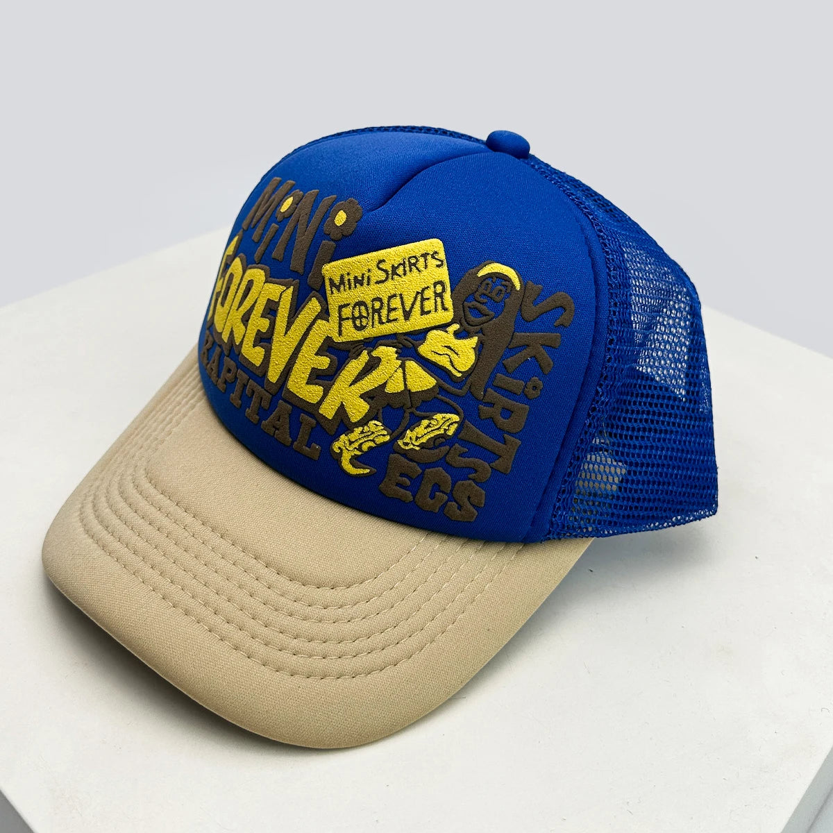 New Unisex American Style Graffiti Printed Letters Baseball Hats Sunshade Color Block Breathable Hip-hop Trucker Caps Versatile