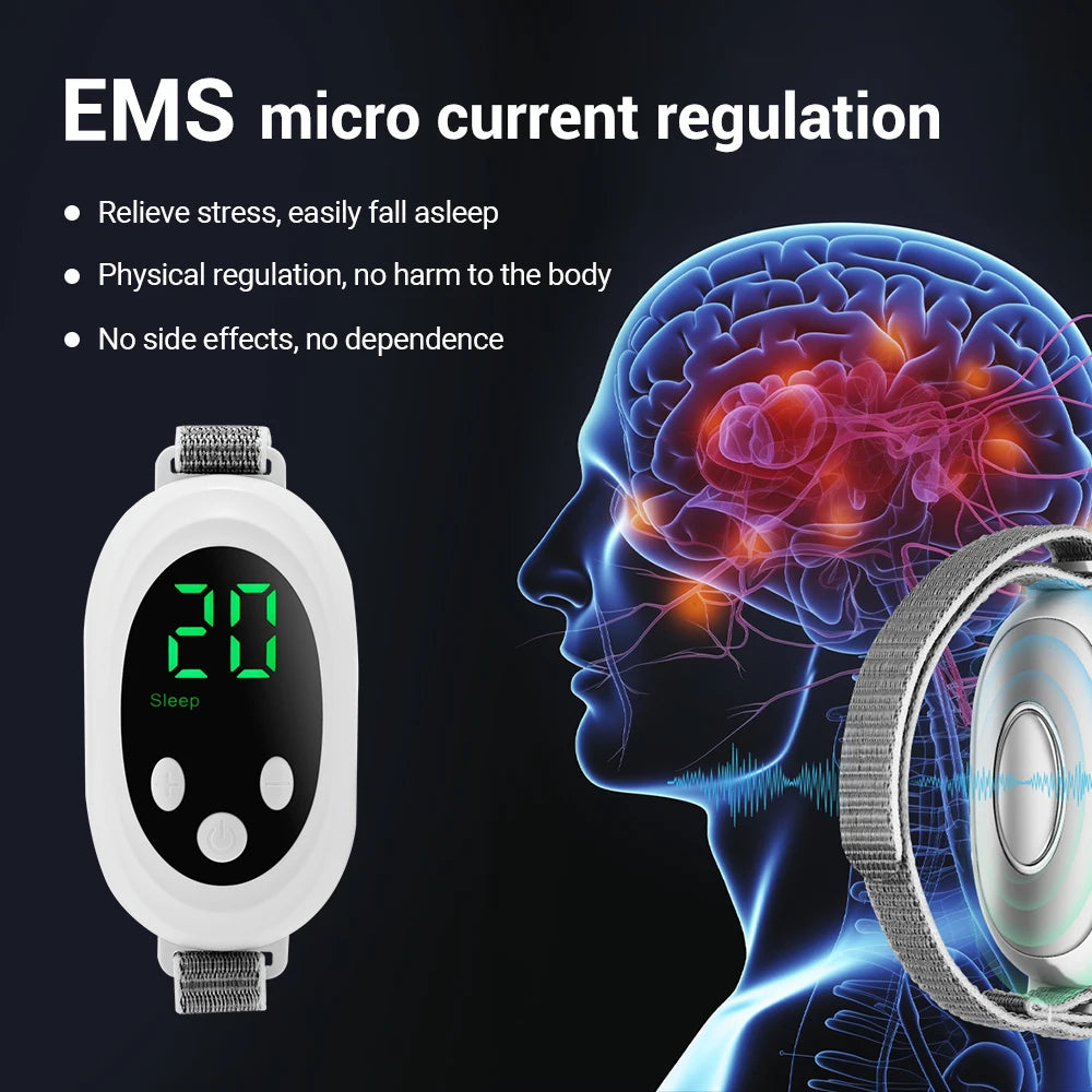 Handheld 20 Levels EMS Sleep Aid Relaxation Treatment Microcurrent Pulse Hypnosis Device Insomnia Stress Pressure Anxiety Relief