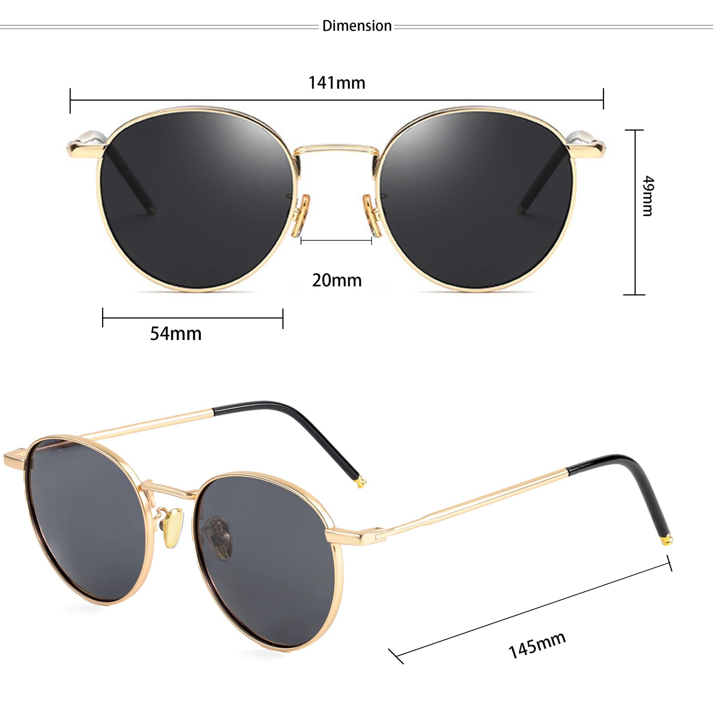 CATERSIDE New Retro Round Polarized Sunglasses Men Metal Small Frame Punk Sun Glasses Women Fashion Party Outdoor Driving UV400
