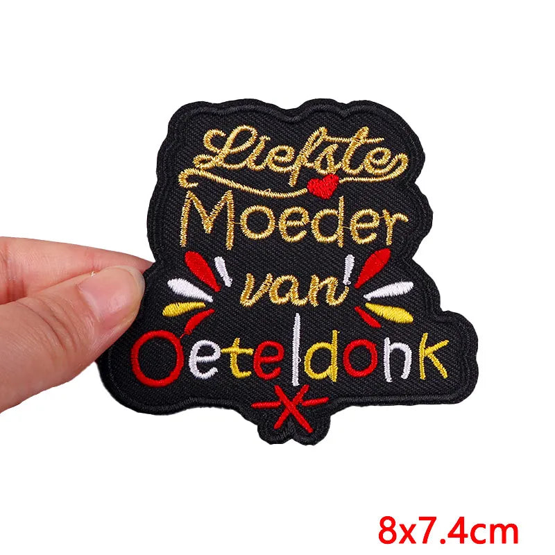 Netherland Oeteldonk Emblem Embroidery Patch Iron On Patches For Clothes DIY Star Heart Carnival For Netherland Embroidery Patch
