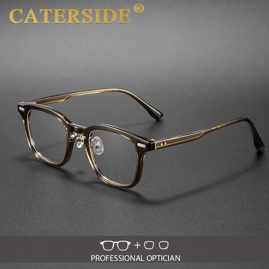 CATERSIDE Fashion Women's Square Optical Glasses Acetate High-Quality Brand Design Glasses Anti Blue Light Myopia Glasses