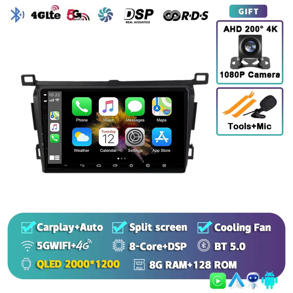 WIFI 4G Car Radio For Toyota RAV4 2013 2014 2015 2016 2017 2018 2019 XA40 RHD Android 15 Auto Wireless Carplay Car Multimedia DI