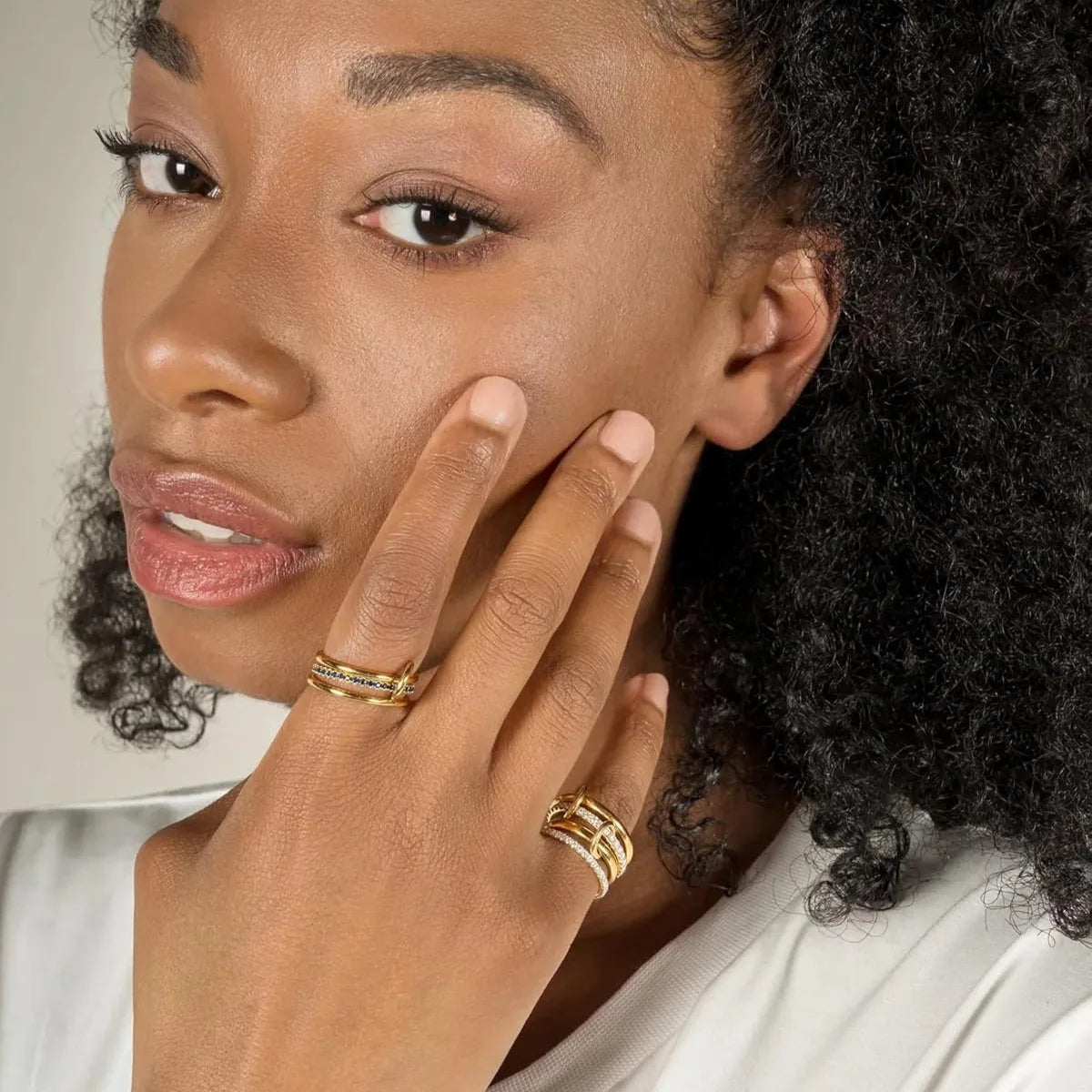 2-Color 4-Ring Copper Jewelry Ring, Hypoallergenic, Stylish, Stacking Artifact3