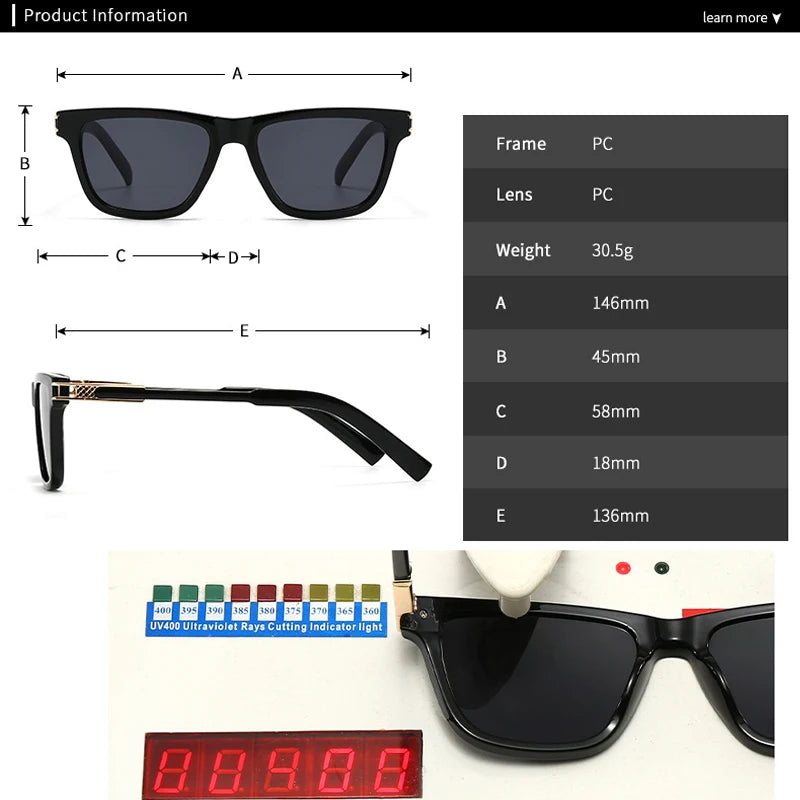 JNPCXI New Square Men Luxury Sunglasses Fashion Gray Gradient Women Shades UV400 Clear Lens Frame
