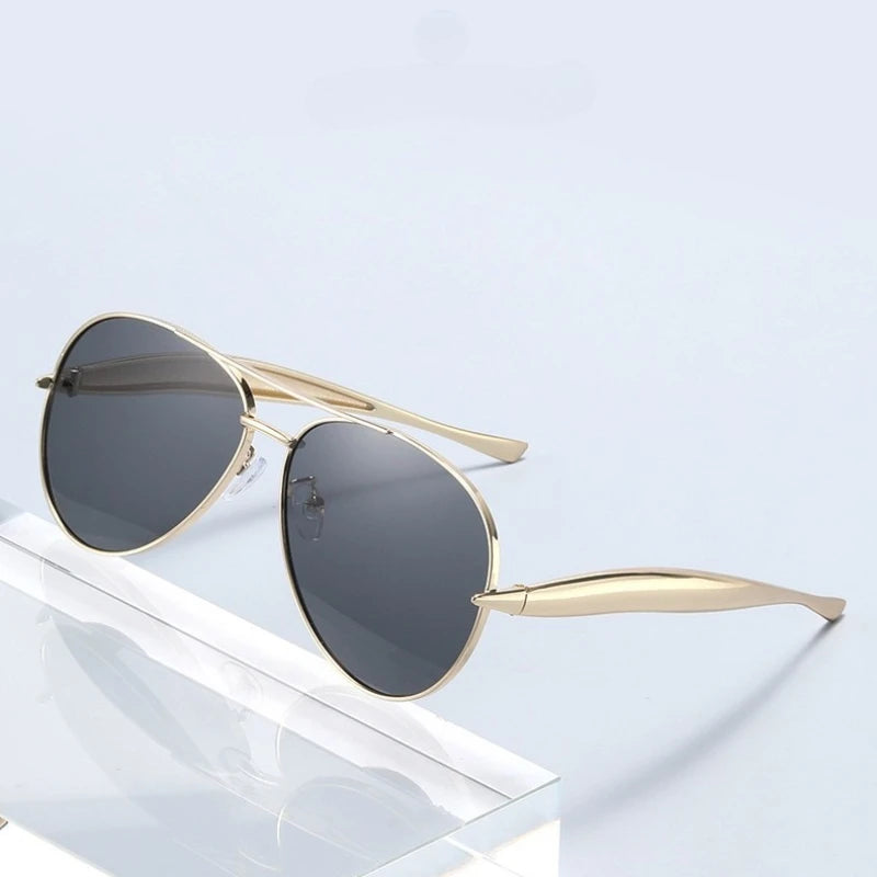 New Metal Toad Shaped Sunglasses Retro Plain Sunglasses High-end Women's Street Photography Trendy Sunglasses