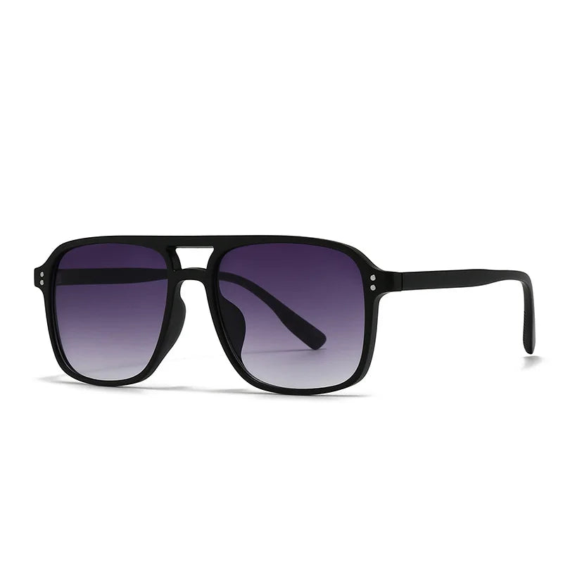 JNPCXI Retro Double Bridges Square Men Rivets Sunglasses Fashion Women Black Yellow Shades UV400 Sun Glasses