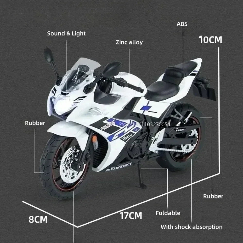 1:12 SUZUKI GSX-250SR GSX-R1000R Alloy Motorcycle Alloy Diecasts Model Racing Toys Sound Light Rubber Tires Motorbike Kids Gifts