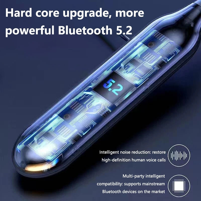 Wireless Earphones 5.3 Waterproof Magnetic Earbuds Neckband Headphones Gaming LED Display Stereo Sports Headset Halter