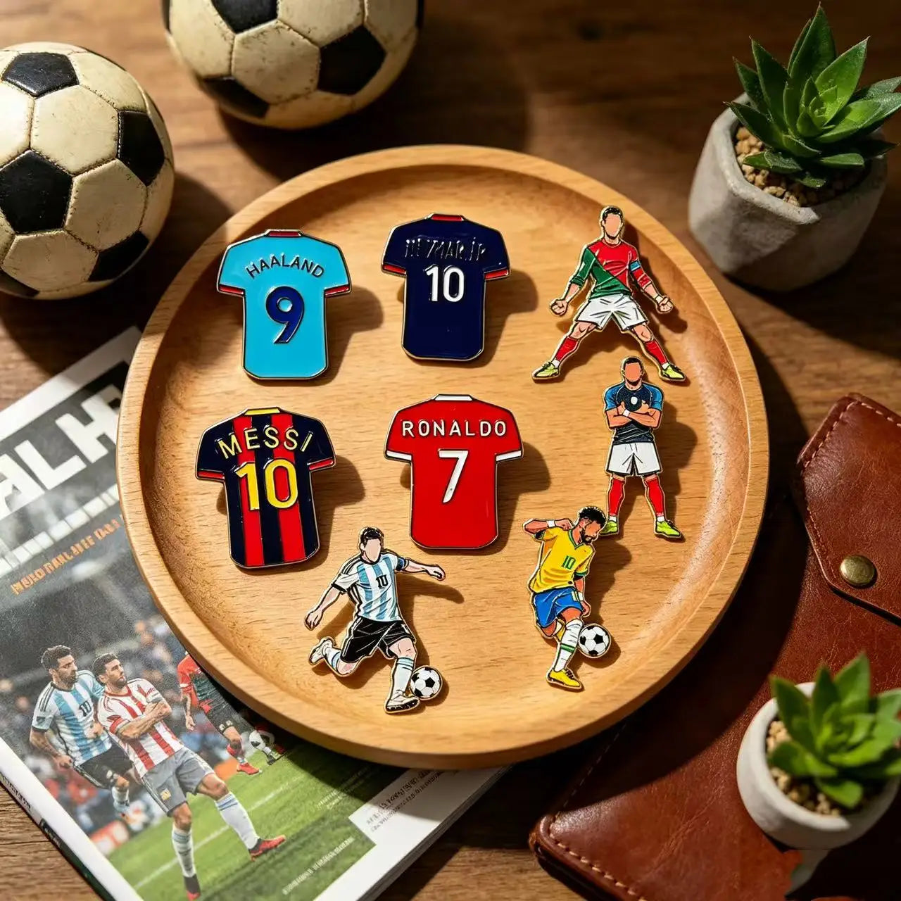 4/8PCS Creative Football Enamel Pin Cool Star Professional Athletes Brooches Lapel Backpack Badge Party Jewelry Gift For Fans Fr