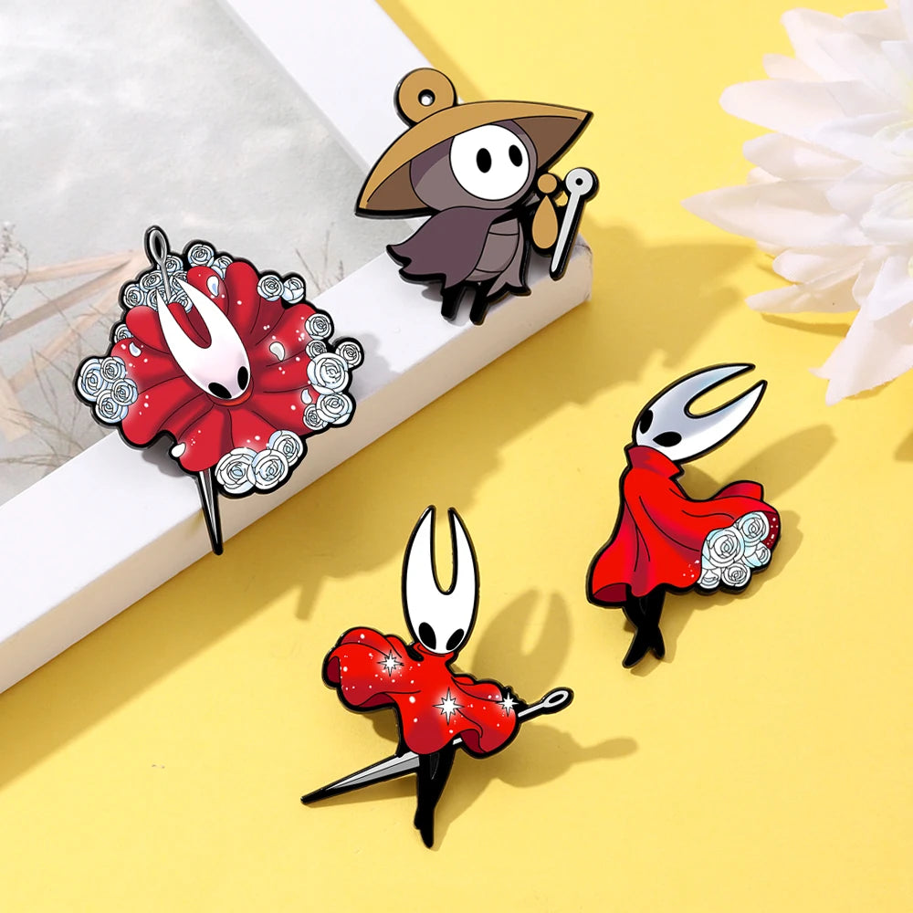 4pcs Hollow Knight Silksong Enamel Pin Set Cartoon Brooch Lapel Pins for Backpacks And Clothes Accessories Gift