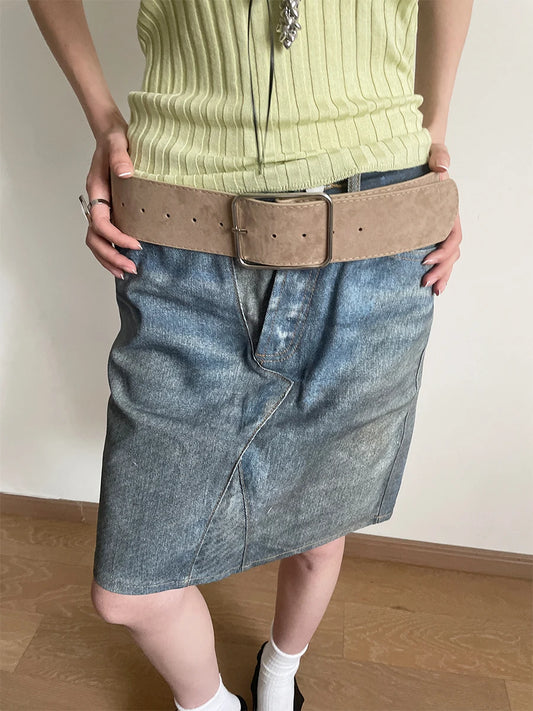 Vintage Marbled Brown Wide Belt For Women Waist Belt With Decorative Design For Skirts And Shirts Exclusive Minimalist Style