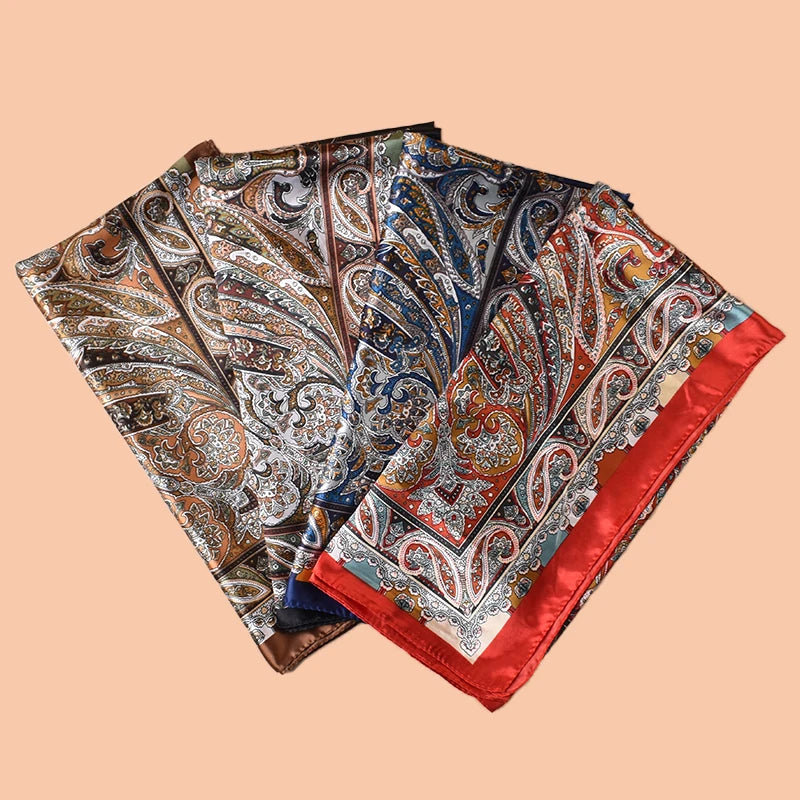 1PC Ladies Multicolor Paisley Print Woven Scarf Large Fashionable Headscarf Travel Party Silk Scarf