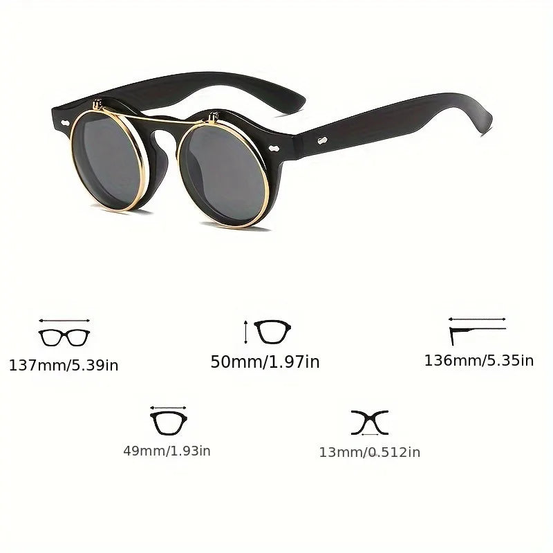 1pc Round Flip-Up Retro Style Glasses  for Fashionable Women - Ideal For, Driving, And Everyday Fashion Accessories