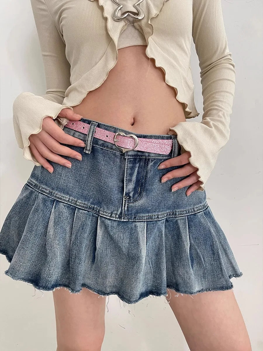 Y2k Thin Waist Belt With Pink Heart Decoration Millennium Sexy Girl Style Subculture Belt For Women 2025 New Korean Version
