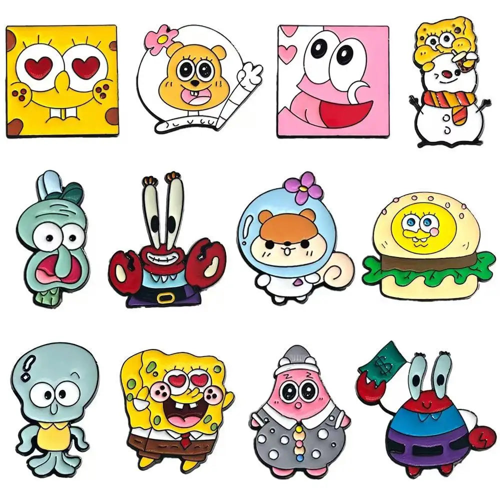 12pcs Cartoon Anime Enamel Pins Set Funny Animation Good Friend Metal Brooch Badges Jewellery Accessories for Gifts