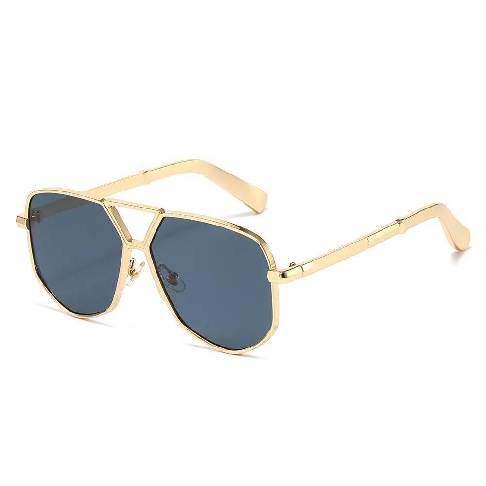 JNPCXI New Oversized Pilot Sunglasses Men Brand Designer Double Bridge Sun Glasses UV400 Metal Frames Beach Holiday Shades