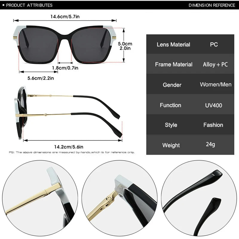 JNPCXI New Polygon Square Double Color Sunglasses Women Fashion Gradient Shades Men Eyeglass Frame