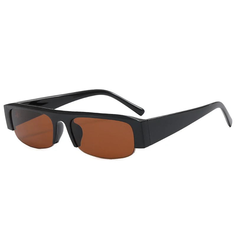 JNPCXI Vintage Small Rectangle Sunglasses Women Shades UV400 Fashion Clear Lens Men Half Frame Eyewear
