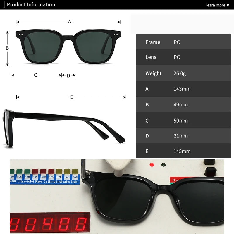 JNPCXI New Polarized Fashion Square Sunglasses Women Shades UV400 Retro Rivets Men Trending Sun Glasses Shades UV400