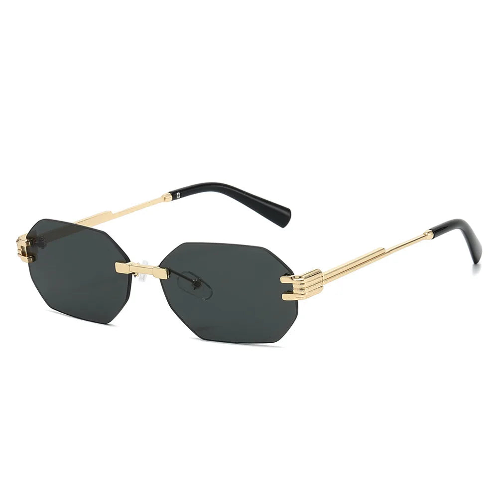 JNPCXI New Fashion Rimless Square Sunglasses Women Men Vintage Gradient Polygon Shades Trendy Luxury Brand Design Sun Glasses